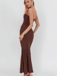 Calluna Strapless Sheer Godet Hem Maxi Dress Chocolate - thumbnail 2