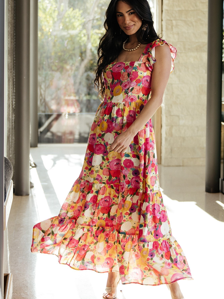 Ayla Tiered Maxi Dress | Pink Multi Floral 3