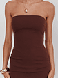 Calluna Strapless Sheer Godet Hem Maxi Dress Chocolate - thumbnail 3
