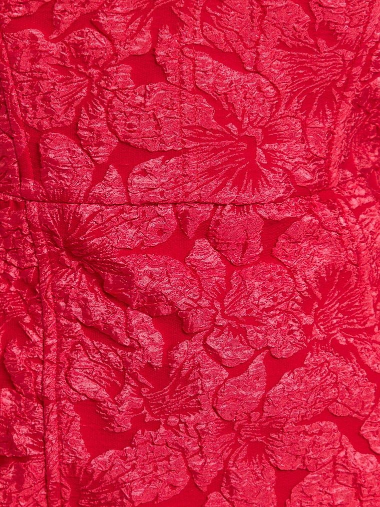 Brailey Mini Dress - Strapless Dress in Red Jacquard 7