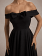 Calliopia | Black Bow Bardot Midi Dress With Puff-Ball Skirt - thumbnail 7