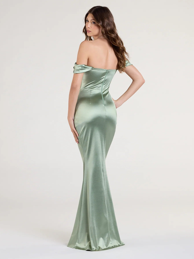 Belinda Off-The-Shoulder Slit Satin Formal Dress 6