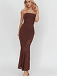 Calluna Strapless Sheer Godet Hem Maxi Dress Chocolate - thumbnail 5