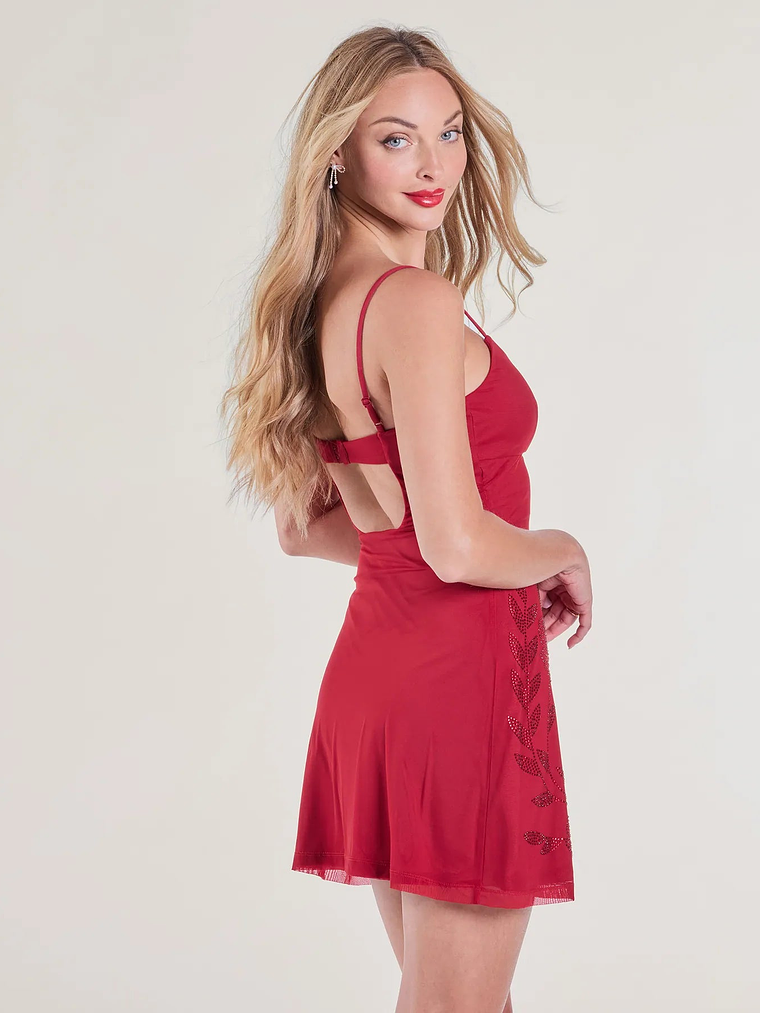 Bring The Romance Rhinestone Rose Mesh Mini Dress 7