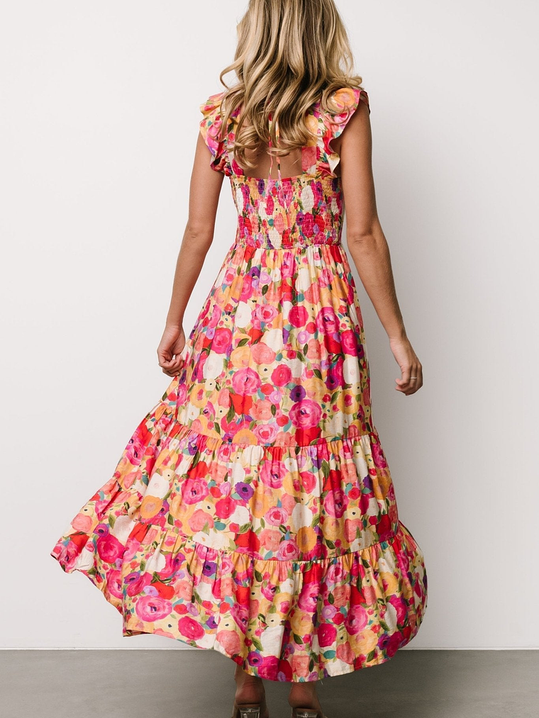Ayla Tiered Maxi Dress | Pink Multi Floral 6
