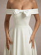Calliopia | Cream Bow Bardot Midi Dress With Puff-Ball Skirt - thumbnail 7