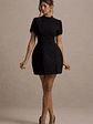 Carabella | Black High-Neck Short-Sleeve Mini Dress - thumbnail 1