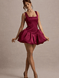 Bramble | Port Satin Square-Neck Puffball Mini Dress - thumbnail 1