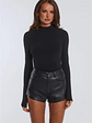 BASE Form Luxe Knit Simple High Neck Long Sleeve Top Black - thumbnail 1