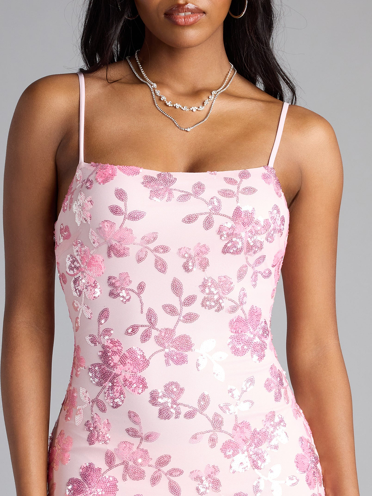 Bloom Boldly Sequin Floral Tie-Back Mini Dress 4