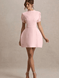 Carabella | Pink High-Neck Short-Sleeve Mini Dress - thumbnail 1