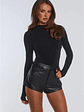 BASE Form Luxe Knit Simple High Neck Long Sleeve Top Black - thumbnail 4