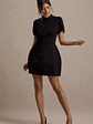 Carabella | Black High-Neck Short-Sleeve Mini Dress - thumbnail 4