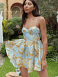 Belle Enchante Cami Strap Jacquard Mini Dress Blue - thumbnail 1