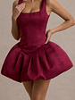 Bramble | Port Satin Square-Neck Puffball Mini Dress - thumbnail 6