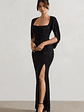 Broadway | Black Embellished Fishtail Maxi Dress With Cape Sleeves - thumbnail 4