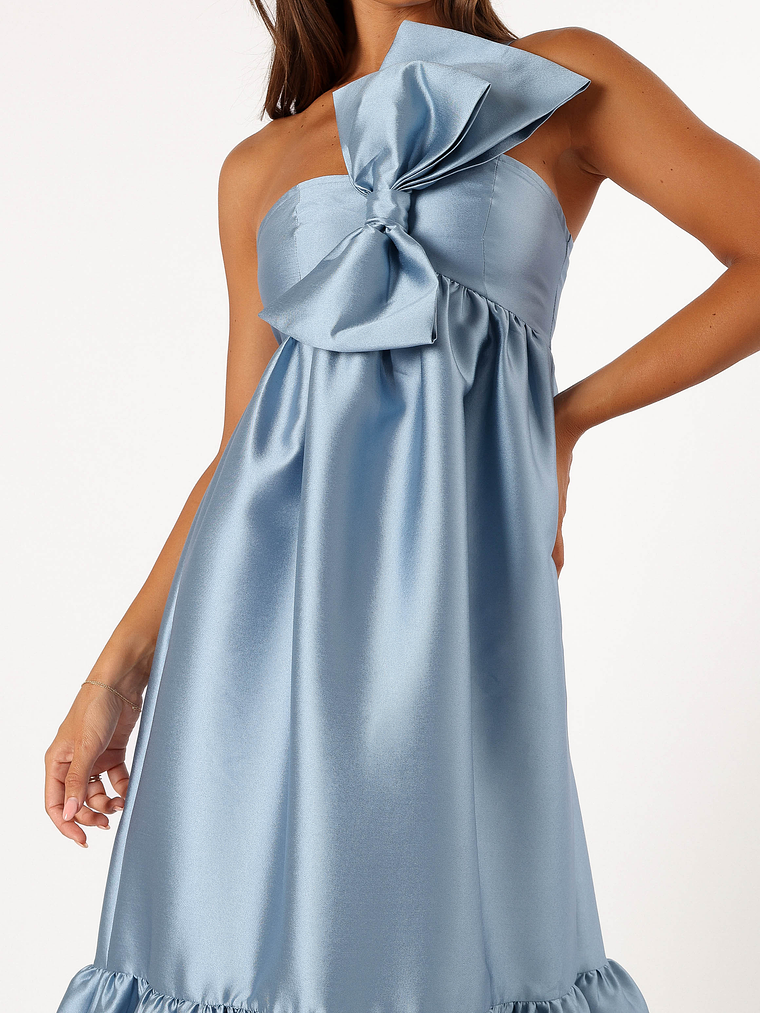 Betina Bow Front Maxi Dress - BLUE/DUSTY ROSE 22