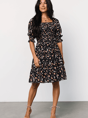 Azlyn Smocked Short Dress | Navy + Pink Floral