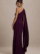 Brona | Plum One-Shoulder Cape-Sleeve Split Maxi Dress - thumbnail 2