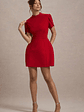Carabella | Red High-Neck Short-Sleeve Mini Dress - thumbnail 5