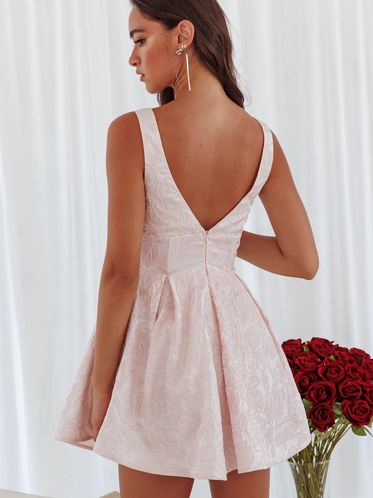 Belle Enchante Jacquard Mini Dress Pink 2