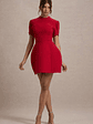 Carabella | Red High-Neck Short-Sleeve Mini Dress - thumbnail 6