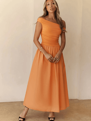 Camellia Charm Off Shoulder Maxi Dress