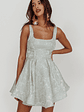 Belle Enchante Jacquard Mini Dress Sage - thumbnail 1
