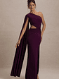 Brona | Plum One-Shoulder Cape-Sleeve Split Maxi Dress - thumbnail 4