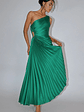 Brooklynn One-Shoulder Accordion Pleat Dress Kelly Green - thumbnail 1
