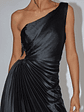 Brooklynn One-Shoulder Accordion Pleat Dress Black - thumbnail 4