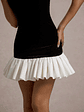 Baxter | Black & White Velvet Mini Dress With Satin Ruffle Trim - thumbnail 6