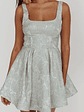 Belle Enchante Jacquard Mini Dress Sage - thumbnail 4