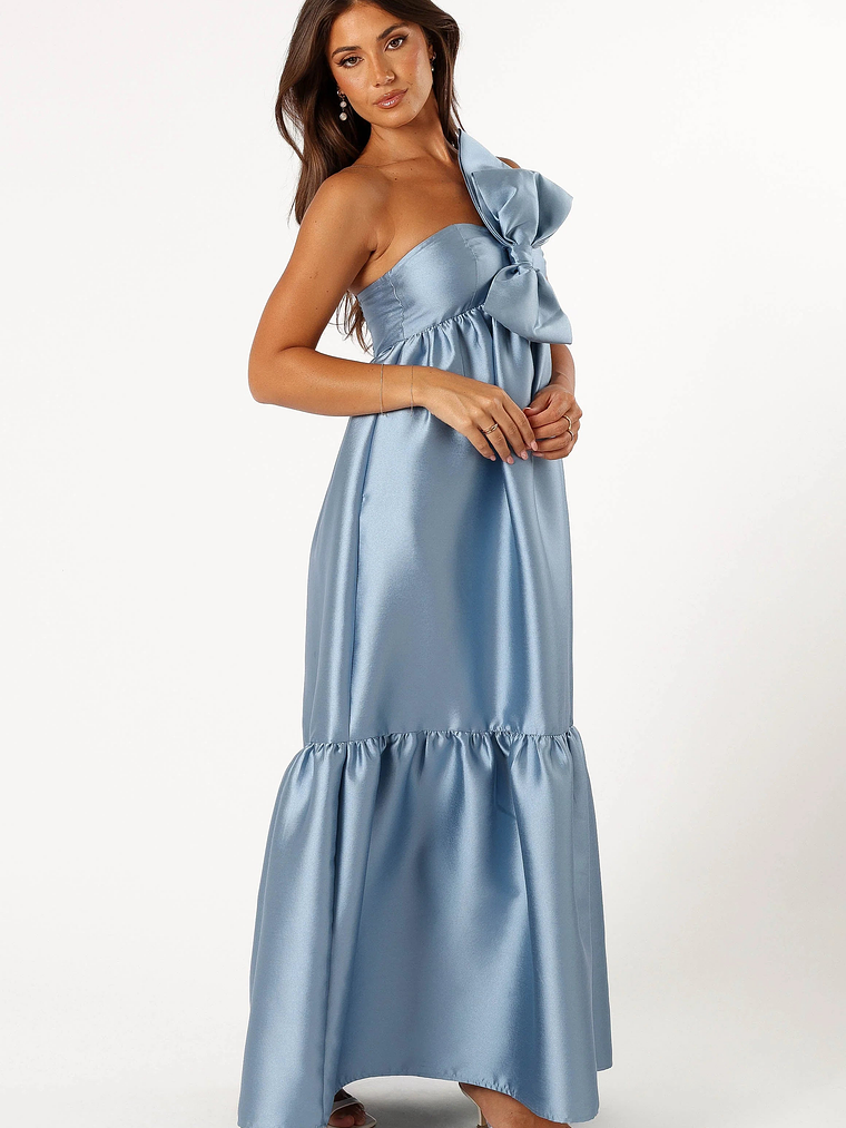 Betina Bow Front Maxi Dress - BLUE/DUSTY ROSE 25