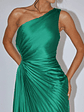 Brooklynn One-Shoulder Accordion Pleat Dress Kelly Green - thumbnail 4