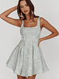 Belle Enchante Jacquard Mini Dress Sage - thumbnail 5