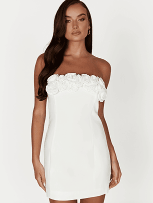 Brooks Rose Mini Dress - White