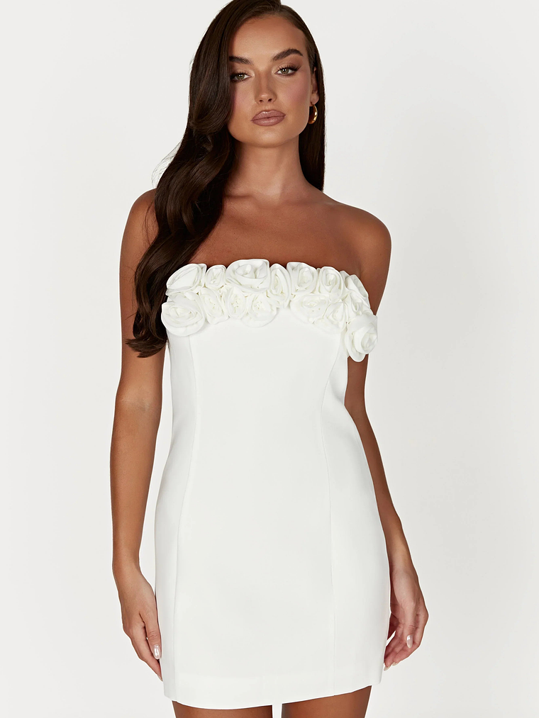 Brooks Rose Mini Dress - White 1