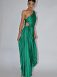 Brooklynn One-Shoulder Accordion Pleat Dress Kelly Green - thumbnail 5