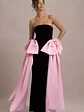 Attention | Black Strapless Maxi Dress With Pink Satin Bows - thumbnail 1