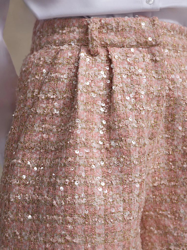 Cambridge | Pink Boucle Tailored Shorts 8