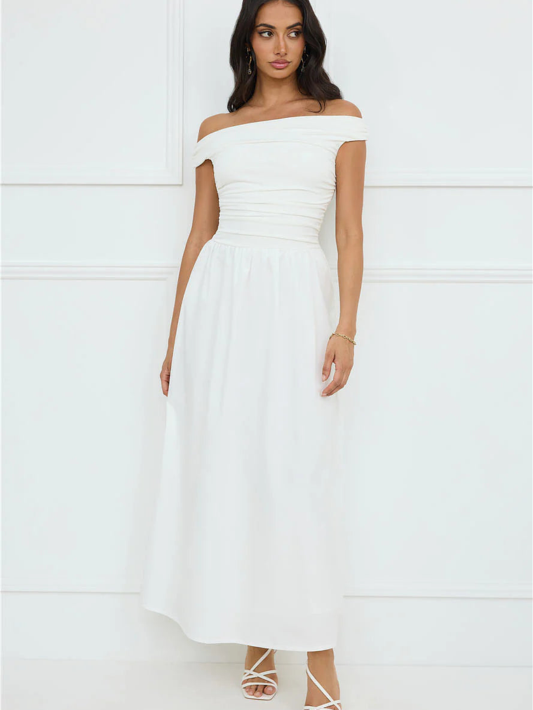 Camellia Charm Off Shoulder Maxi Dress 10