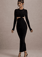 Attina | Black Long-Sleeve Twisted Cut-Out Maxi Dress - thumbnail 1