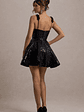Carena | Black Sequin Lace Floral Skater Mini Dress - thumbnail 3