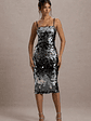 Azure | Silver Sequin Strappy Midi Dress - thumbnail 1