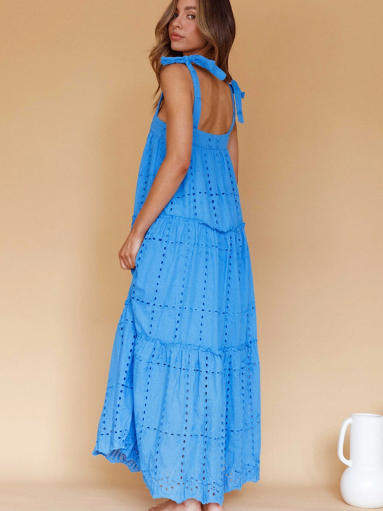 Brynna Tied Shoulder Maxi Dress Blue 2
