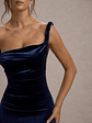 Carella | Navy Velvet Twisted Asymmetric Midi Dress - thumbnail 6