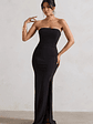 Belle of The Ball | Black Bandeau Maxi Dress With Split Hem - thumbnail 1