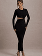 Attina | Black Long-Sleeve Twisted Cut-Out Maxi Dress - thumbnail 3