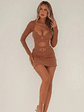 Aubrey Long Sleeve Mini Dress Tan - thumbnail 3